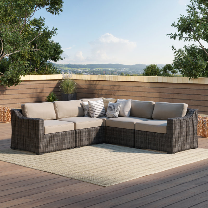 Red Barrel Studio® 92.32'' Wide Outdoor Wicker Left Hand Facing Patio